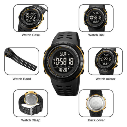 SKMEI Men Watch Military Digital Wristwatch Countdown Weekdate Alarm LED Watches - Picture 5 of 33