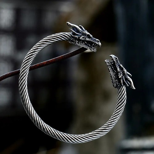 Dragon Bracelet stainless steel goth occult punk alternative bangle - Picture 7 of 9