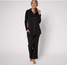 Cuddl Duds Women's 2-Piece Comfort Rib Lounge Set Black LT A653742