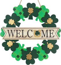 St. Patrick's Day Shamrock Wooden Welcome Sign for Home Decor