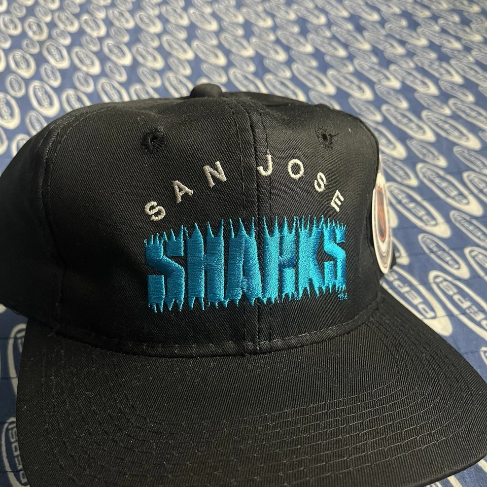 Vintage The G Cap Youngan San Jose Sharks Black SnapBack Chomp Bite NWT - Image 2 of 4