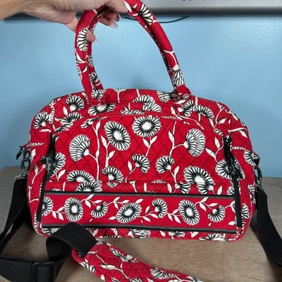 Vera Bradley Laptop Travel Bag Women Medium Red Poppy Floral Quilted Crossbody - Image 1 of 4