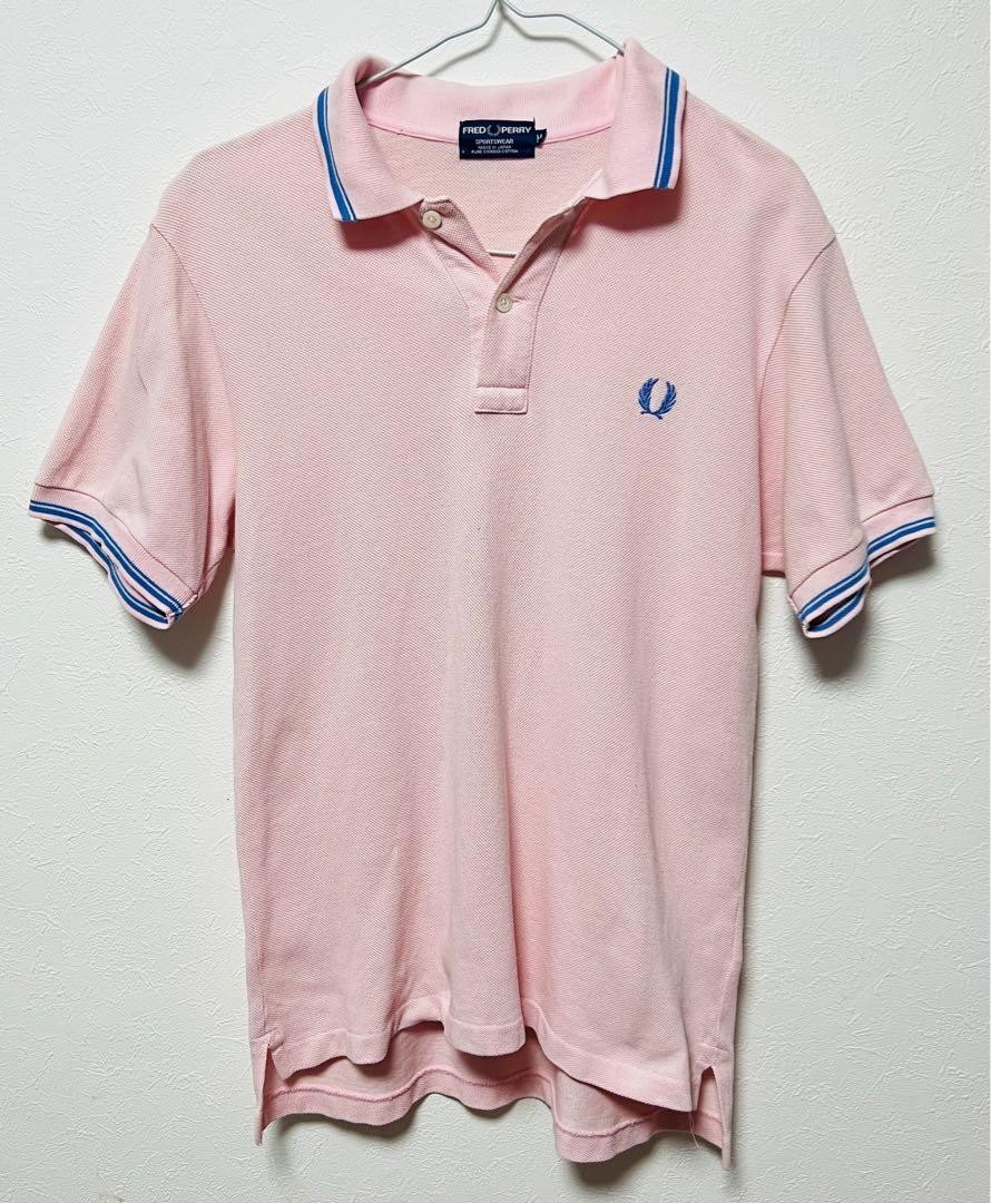 Fred Perry Vintage Polo Shirt Pink Logo Embroidery M Made in Japan