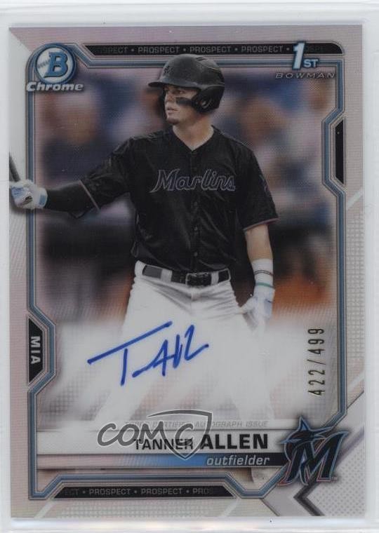 2021 Bowman Draft Chrome Pick Refractor 422/499 Tanner Allen #CDA-TA Auto 08vx