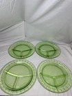 (4) Vintage Anchor Hocking Glass Company 3 Divided Plates Uranium Green Glass