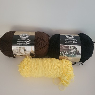 Loops & Threads Impeccable Worsted Weight Yarn Lot   Black, Chocolate & Yellow,
