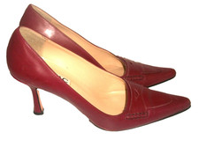 Vintage 90's Isaac Mizrahi Red Leather "Loafer" Pumps Made in Italy Cool 7.5M
