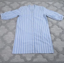Everlane Shirt Dress Womens 8 Blue Button Front Short Tunic Vertical Stripe