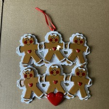 Christmas Holiday Ornament Gingerbread Family Of Six Can Be Personalized New
