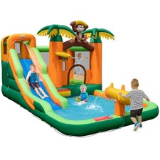 Inflatable Water Park with Slide Water Cannon, Climbing Wall and Splashing Pool