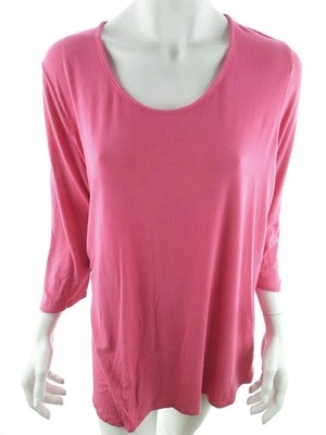 ZIZZI Damen Tunika Bluse Gr. M Rosa Viskose 3/4 Ärmel Einfarbig Runder