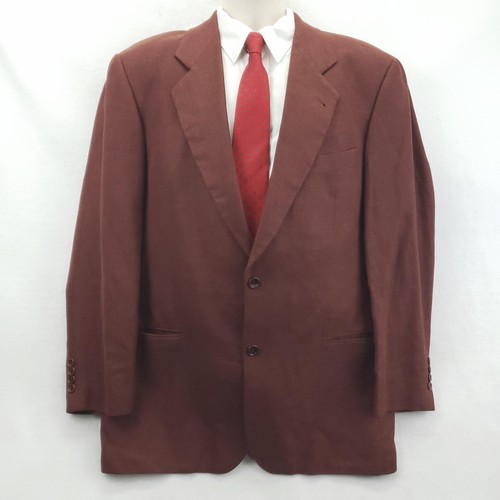 Vintage Hugo Boss Blazer Mens 42R Rust Linen Wool Galilei Made in USA 90s - Picture 1 of 16