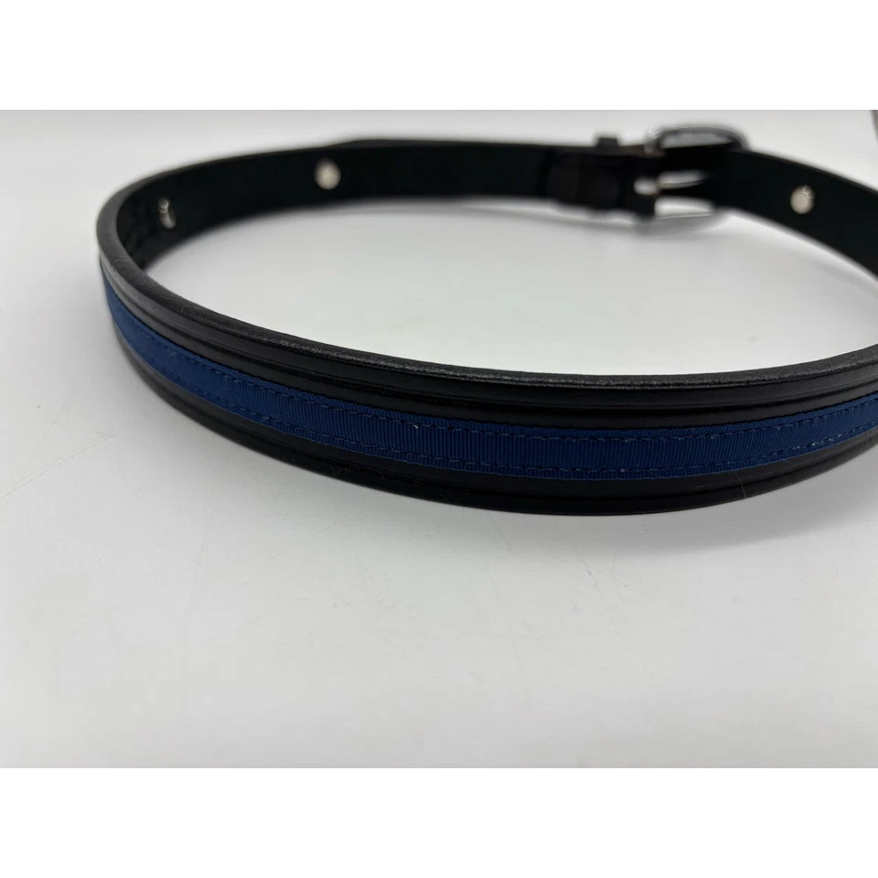Tory black horse bit belt 2310English bridle leather blue stripe equestrian  - Image 3 of 4