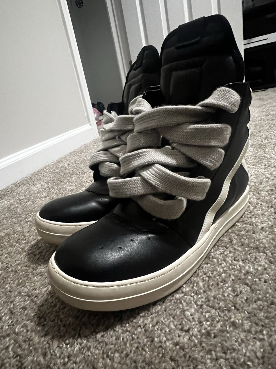 Rick Owens Geobasket high-top, black leather, off-white