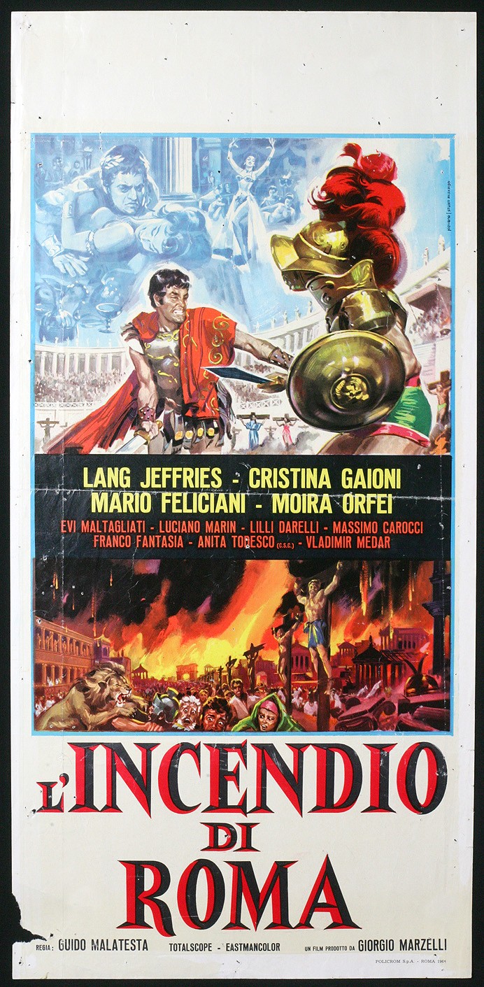 Locandina originale film L'incendio di Roma (1965) - Regia di Guido Malatesta