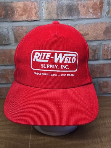 Rite-Weld Supply Inc Red Corduroy Snapback Hat Welding Bridgeport Texas