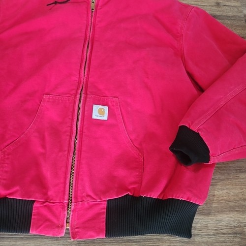 Giacca Carhartt vintage uomo 4XL tela rossa anatra trapuntata foderata con cappuccio J04 USA - Foto 2 di 7