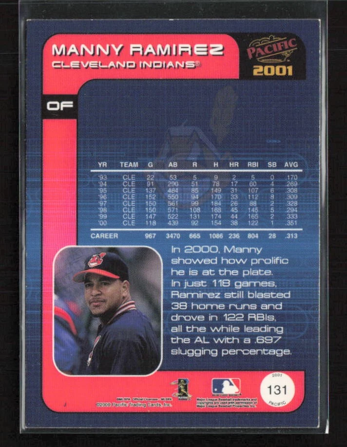 2001 Pacific #131 Manny Ramirez Cleveland Indians (R) - Image 2 of 2