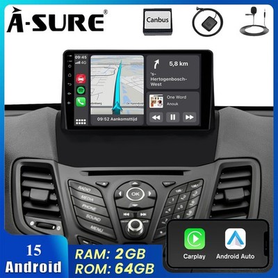 2+64G Android 15 Carplay Autoradio Navi WiFi FM BT Für Ford Fiesta MK6 2008-2016