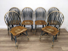 DINING CHAIRS 6 Pine Windsor Bow Stick Back Side Chair Cafe Bistro FREE DELIVERY