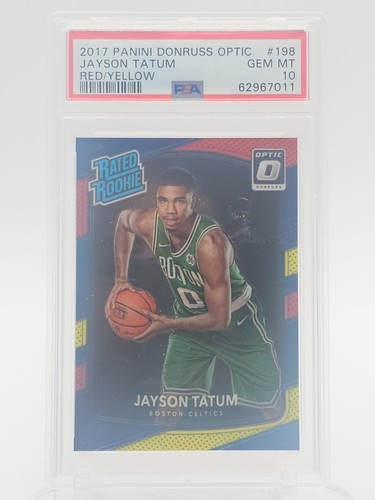 JAYSON TATUM 2017-18 DONRUSS OPTIC RATED ROOKIE RED/YELLOW RC PSA 10 Q0M-678