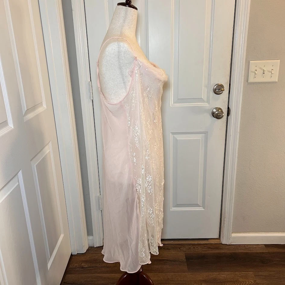 Vestido/vestido de noche rosa claro de encaje transparente para mujer 2x  Foto 2 de 4