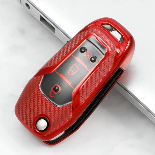 For Ford F-150 F250 Escape EcoSport Car Flip Key Fob Case Cover TPU Carbon Fiber - Picture 10 of 16