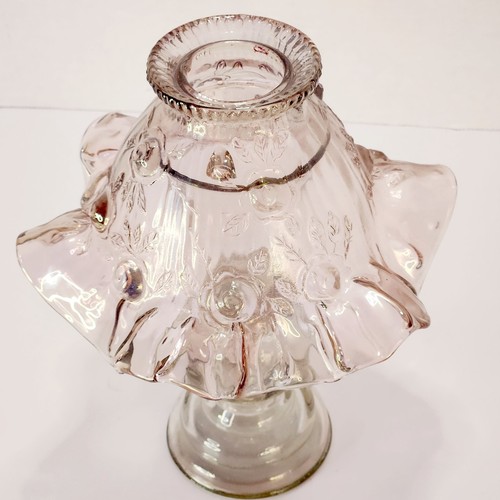 Juego de 3 piezas de lámpara de té de hadas de rosas de repollo de vidrio de colección con borde con volantes rosa claro - Imagen 14 de 15