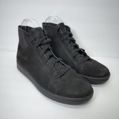 Eileen Fisher Tumbled Nubuck Leather High-Top Sneakers Women Size 8 Black Gaze