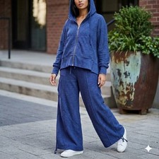 Signature8 Matching Set Wide Leg Sweatpants Zipup Hooded Sweatshirt Oversized