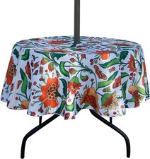 EHouseHome Outdoor and Indoor 60inch Round Tablecloth with Umbrella Hole and Zi