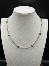Barse Beaded Chain Station Necklace- Smoky Quartz- Silver-NWT