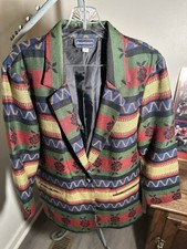 Vintage Requirements Boho Aztec Blazer Jacket Women  s Medium Rose Floral