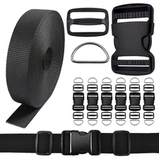3/4 Inch Buckles Straps Set 6 Yards 3/4 Inch Black Nylon Webbing Strap 6 Pcs ...