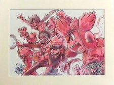 Croquette Original Illustration Art Board Framed Red Version 350x260mm