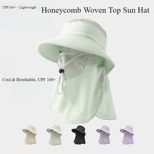 Summer Outdoor Sun Hat UPF 100 Protection Cap with Detachable Face Shield Mask