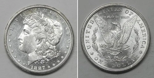 X7433  1887-S Morgan Dollar, Choice BU, Semi Prooflike