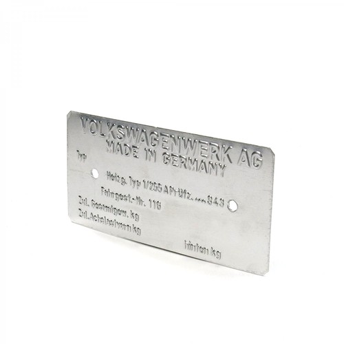 1965-1973 VW Volkswagen VIN Name Plate for Beelte Bus Ghia T4 T3 Thing - Picture 8 of 9