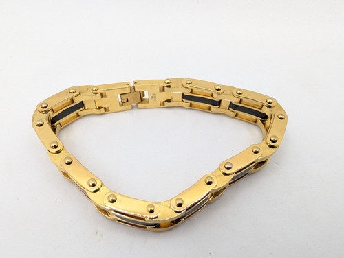 Inox Bracelet gold tone with black marked 316 L stainless steel men's link chain - Picture 11 of 15
