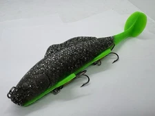 9" BamBam Bait Co. Swimfin Floawage Green Rubber Swimbait Jerkbait Musky Lure