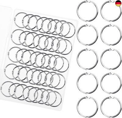 HAUTOCO 50 Stück Buchringe 30mm Heftringe Metall Loseblatt Verbinder Binder 