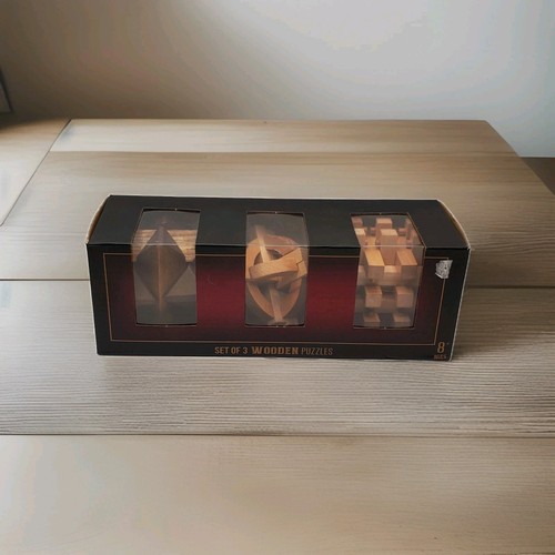 3er Set Holzpuzzle Würfel Denkaufgaben mit Lösungsblatt Geschenk Spaß Urlaub