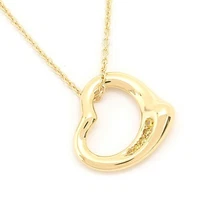 Tiffany & Co. Elsa Peretti Open Heart Diamond 18k Yellow Gold Pendant Necklace