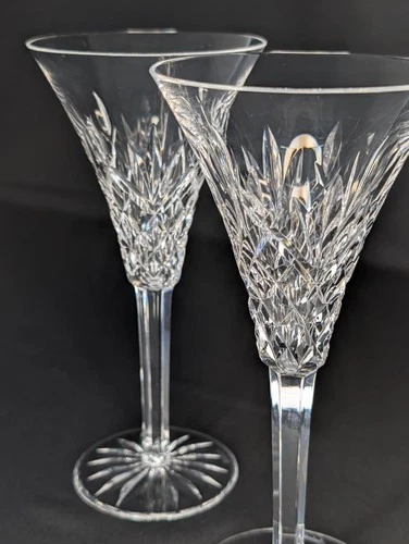 Set of 2 VTG Waterford Ashbourne Champagne Glasses 7 7/8" Cut Crystal