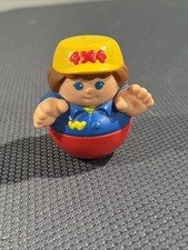 Vintage Playskool 1987 Weeble Wobble 4 X 4 On Yellow Hat Brown Hair Blue Shirt