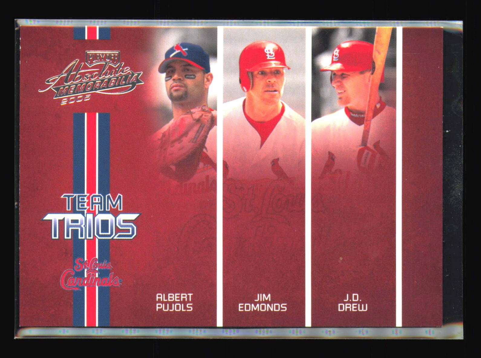 2005 Playoff Absolute Memorabilia Albert Pujols, Jim Edmonds, J.D. Drew /200