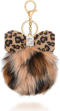 Leopard Faux Fur Keychain for Purse Charms for Handbags Leopard Plush Key Chain