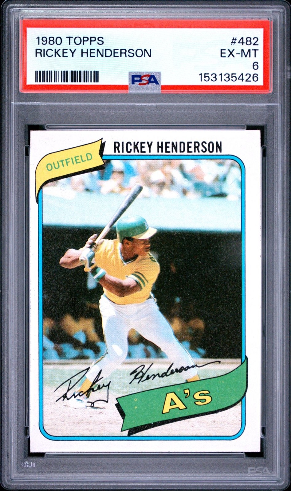 1980 Topps Rickey Henderson Rookie #482 PSA 6 EX-MT