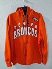 Denver Broncos NFL Orange Full Zip Hoodie Men  s Large G-III Apparel Team Fleece
