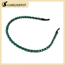 1Pcs Rhinestone Hair Hoop Headband Thin Hairband for Women Green 0.24“ Wide